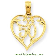 14K Gold 50 In Heart Cut-Out Pendant