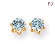 14K Gold 5mm Synthetic Aquamarine Earrings