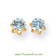 14K Gold 5mm Synthetic Aquamarine Earrings