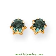 14K Gold 5mm Synthetic Emerald Earrings