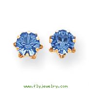 14K Gold 5mm Synthetic Sapphire  Earrings