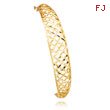14K Gold 6.25mm-12.5mm Graduated Fancy Weave Hinged Bangle Bracelet