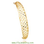 14K Gold 6.25mm-12.5mm Graduated Fancy Weave Hinged Bangle Bracelet
