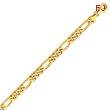 14K Gold 7mm Hand-Polished Figaro Link Bracelet