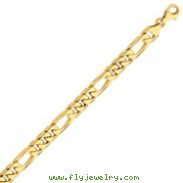 14K Gold 8mm Hand Polished Figaro Link Bracelet