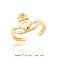 14K Gold AA Diamond Claddagh Toe Ring
