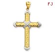 14K Gold And Rhodium Cross Pendant