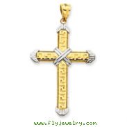 14K Gold And Rhodium Cross Pendant