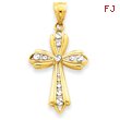 14K Gold And Rhodium Diamond-Cut Cross