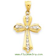 14K Gold And Rhodium Diamond-Cut Cross