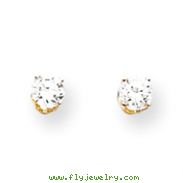 14K Gold April White Zircon Post Earrings