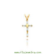 14K Gold Aquamarine Cross Baby Necklace
