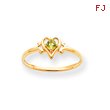 14K Gold August Peridot Birthstone Heart Ring