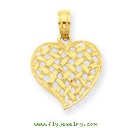 14K Gold Basket Weave Heart Pendant