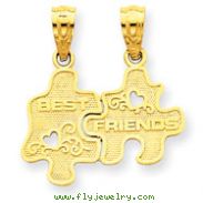 14K Gold Best Friends Puzzle Pieces Break-Apart Pendant