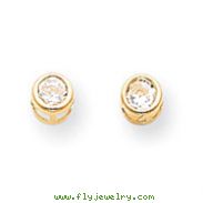 14K Gold Bezel April White Zircon Post Earrings