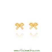 14K Gold Bows Screwback Earrings