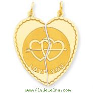 14K Gold Break-Apart I Love You Charm