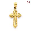 14K Gold Budded Cross Charm