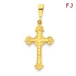 14K Gold Budded Cross Pendant