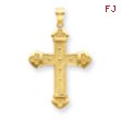 14K Gold Budded Cross Pendant