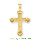 14K Gold Budded Cross Pendant