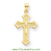 14K Gold Budded Cross Pendant