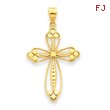 14K Gold Budded Cross Pendant