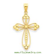 14K Gold Budded Cross Pendant