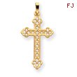 14K Gold Budded Cross Pendant