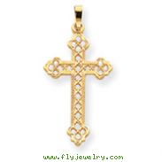 14K Gold Budded Cross Pendant