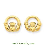 14K Gold Claddagh Post Earings