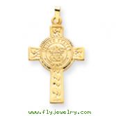 14K Gold Cross With Navy Insignia Pendant