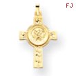 14K Gold Cross With St. Christopher Medal Pendant