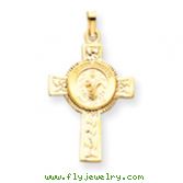 14K Gold Cross With St. Jude Medal Pendant