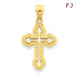 14K Gold Cut-Out Budded Cross Charm