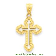 14K Gold Cut-Out Budded Cross Charm