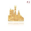 14K Gold Cut-Out New York Skyline With Taxi Pendant