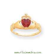 14K Gold CZ January Birthstone Claddagh Heart Ring