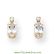 14K Gold Diamond &  Aquamarine Birthstone Earrings