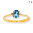 14K Gold Diamond & Blue Topaz December Birthstone Ring