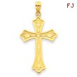 14K Gold Diamond -Cut Cross Pendant