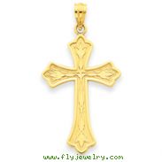 14K Gold Diamond -Cut Cross Pendant