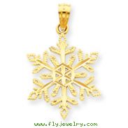 14K Gold Diamond -Cut Snowflake Pendant