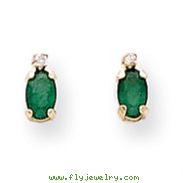 14K Gold Diamond & Emerald Birthstone Earrings