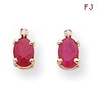14K Gold Diamond & Ruby Birthstone Earrings