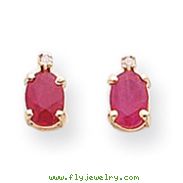 14K Gold Diamond & Ruby Birthstone Earrings