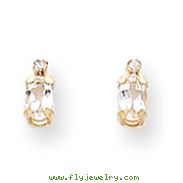 14K Gold Diamond & White Topaz Birthstone Earrings