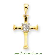 14K Gold Diamond Cross Pendant