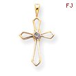 14K Gold Diamond Cross Pendant